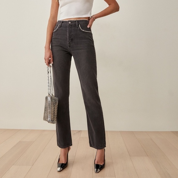 Reformation Jeans Stardust HR Straight Rhinestones Ventura 27 NWT - Picture 8 of 8